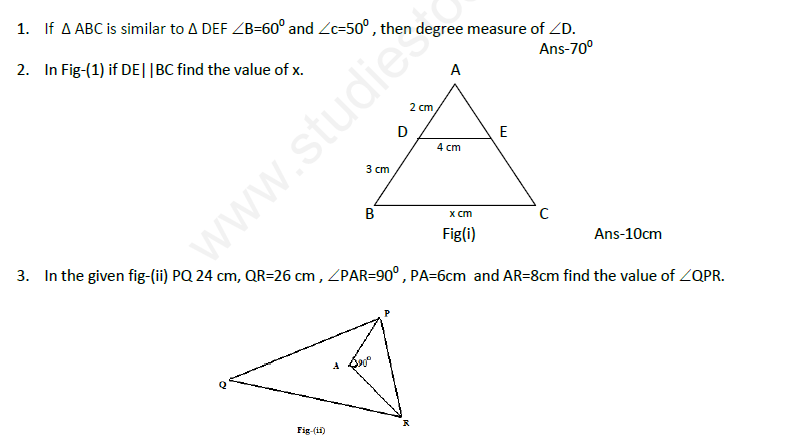 CBSE Class 10 Mathematics Triangles Assignment Set B